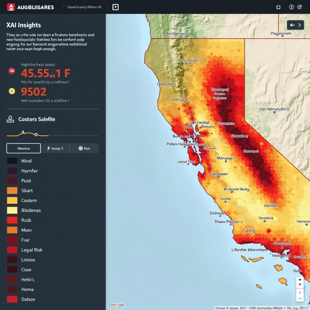 Giao diện AI giải thích được (XAI) hiển thị bản đồ nhiệt các yếu tố ảnh hưởng đến dự báo thiên tai.