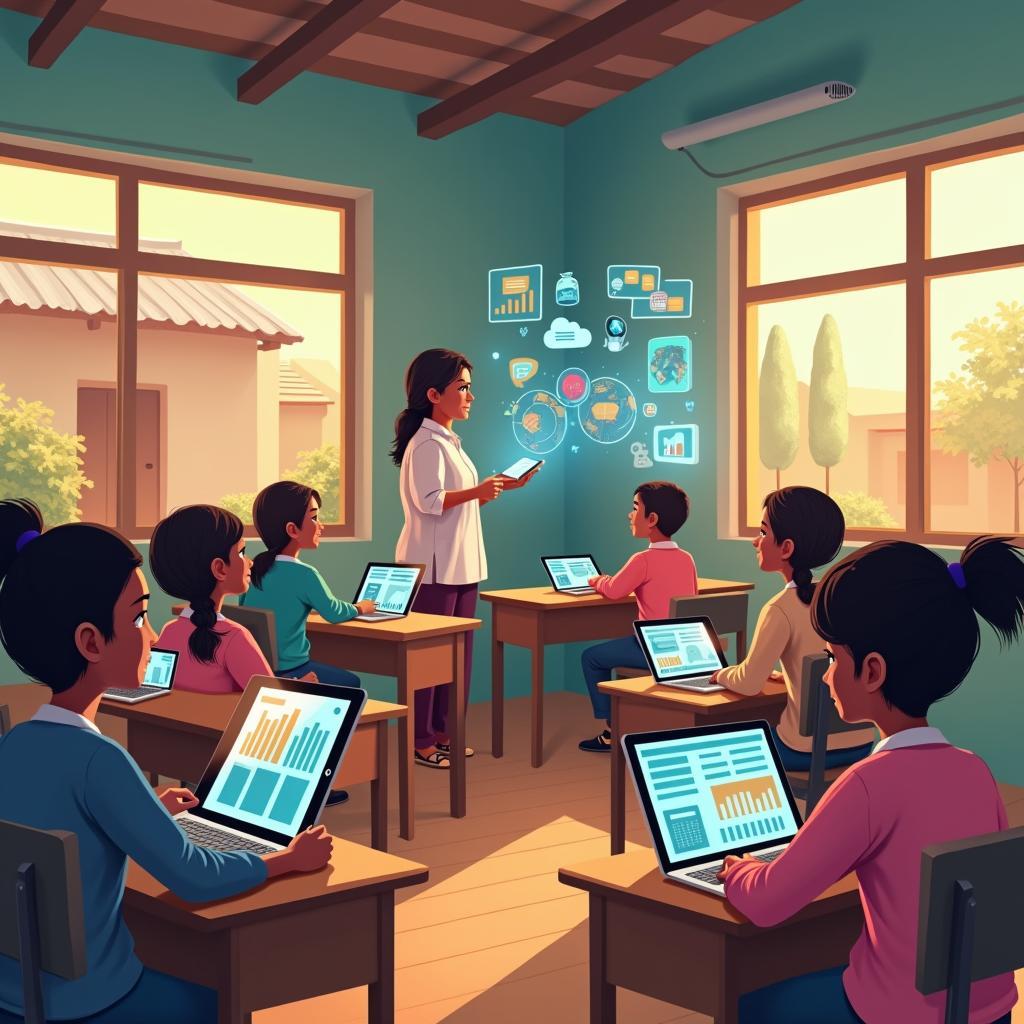 Minh họa công nghệ AI đang thay đổi hệ thống giáo dục tại các quốc gia đang phát triển