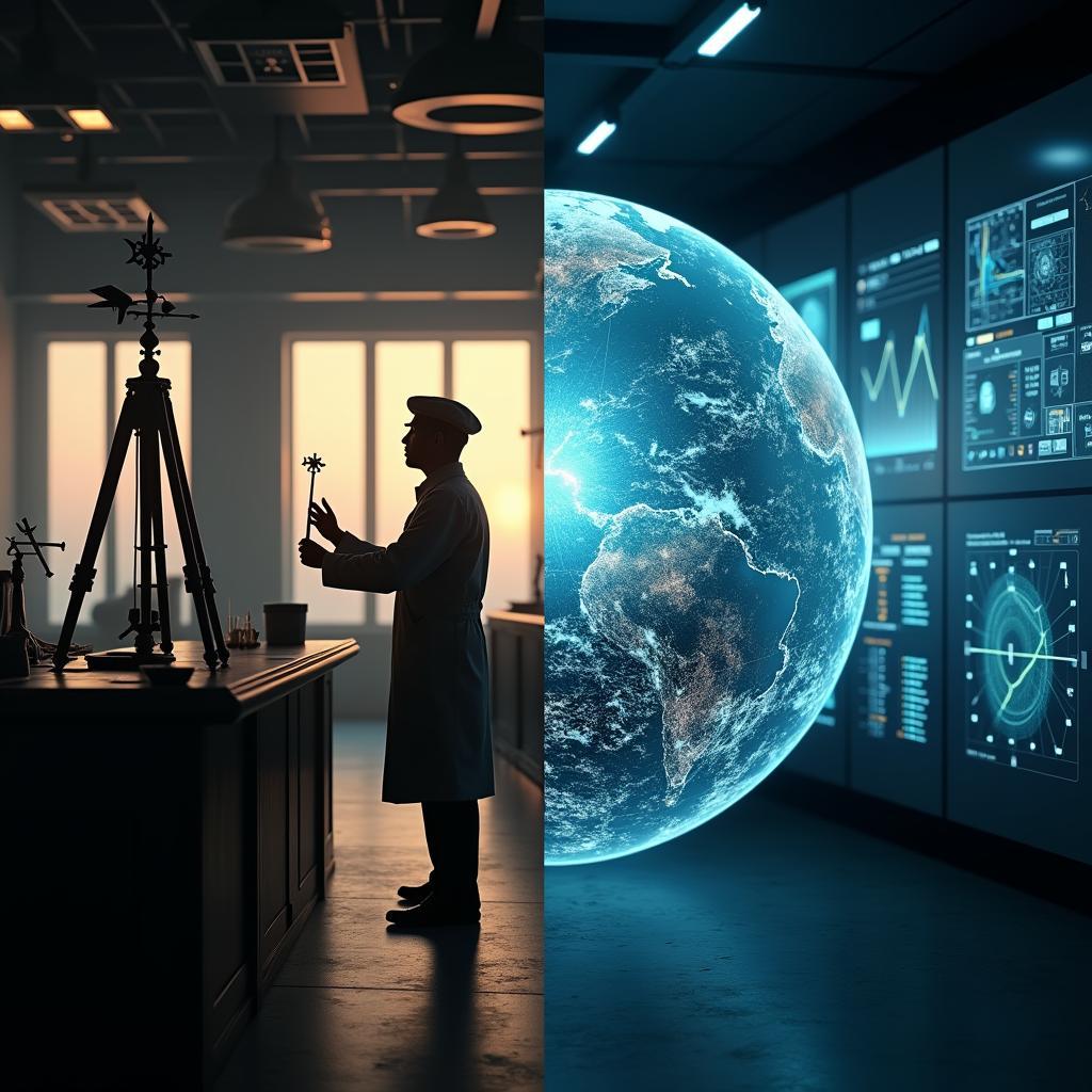 Hệ thống AI phân tích dữ liệu thời tiết phức tạp từ vệ tinh để đưa ra dự báo chính xác hơn.