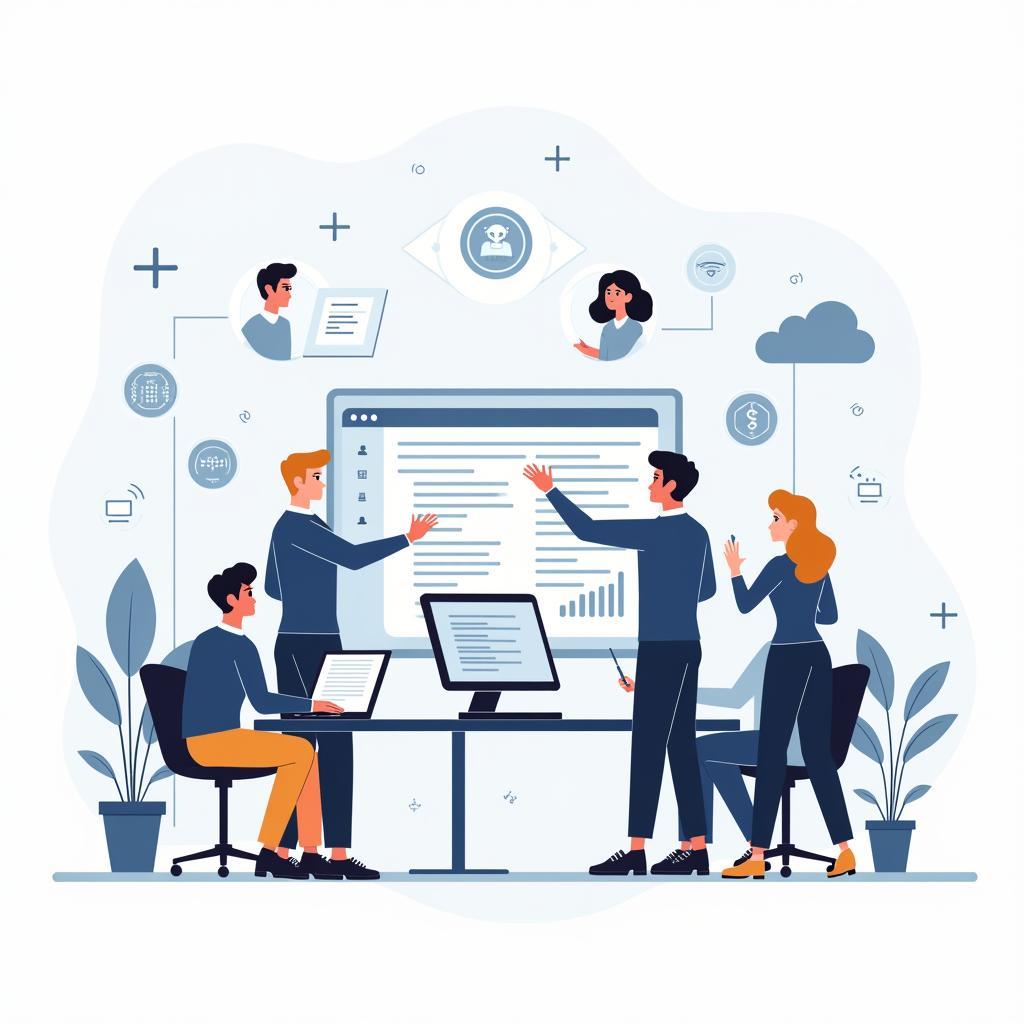 Bức minh họa về impact of AI on job opportunities trong công nghệ với đội nhóm đa dạng