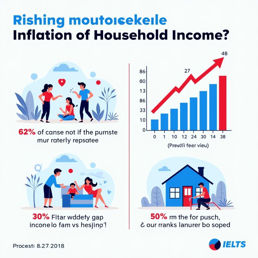 Biểu đồ minh họa tác động của lạm phát đến sức mua và thu nhập hộ gia đình trong bài luận IELTS Writing Task 2