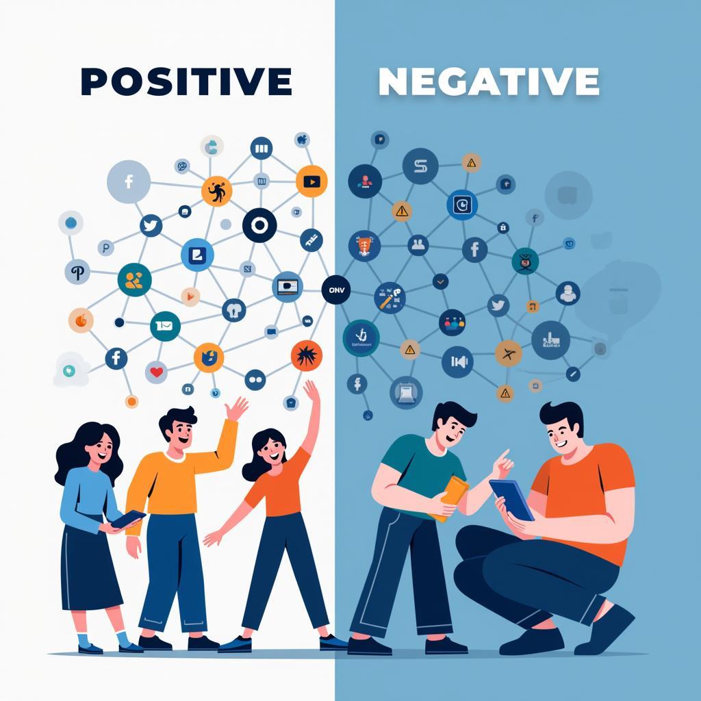 Ảnh minh họa tác động của mạng xã hội đến giao tiếp và kết nối con người trong thời đại số