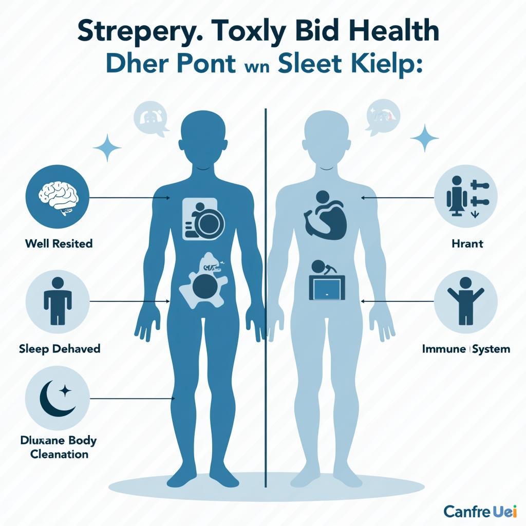 Infographic minh họa tác động tiêu cực của thiếu ngủ đến sức khỏe con người