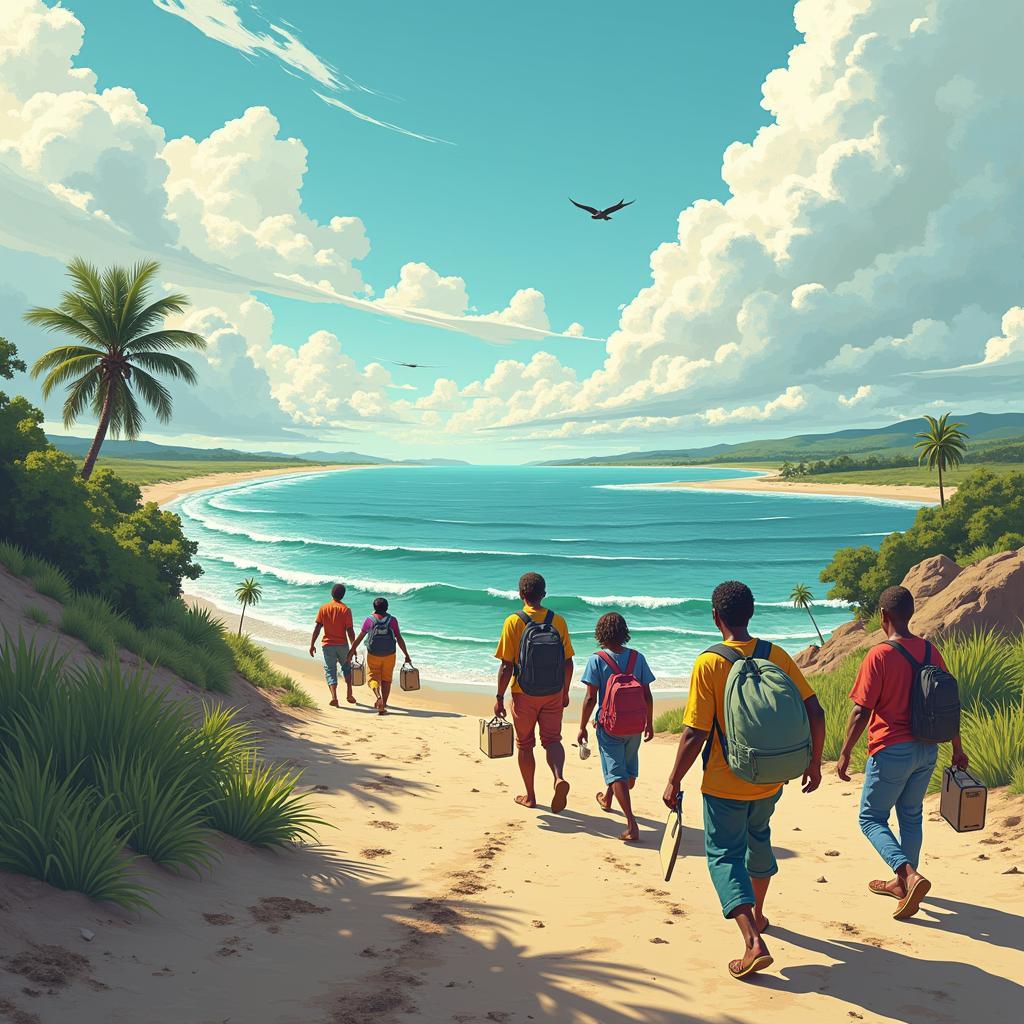 Hình ảnh minh họa tác động của biến đổi khí hậu đến dòng di cư toàn cầu với người dân phải di chuyển