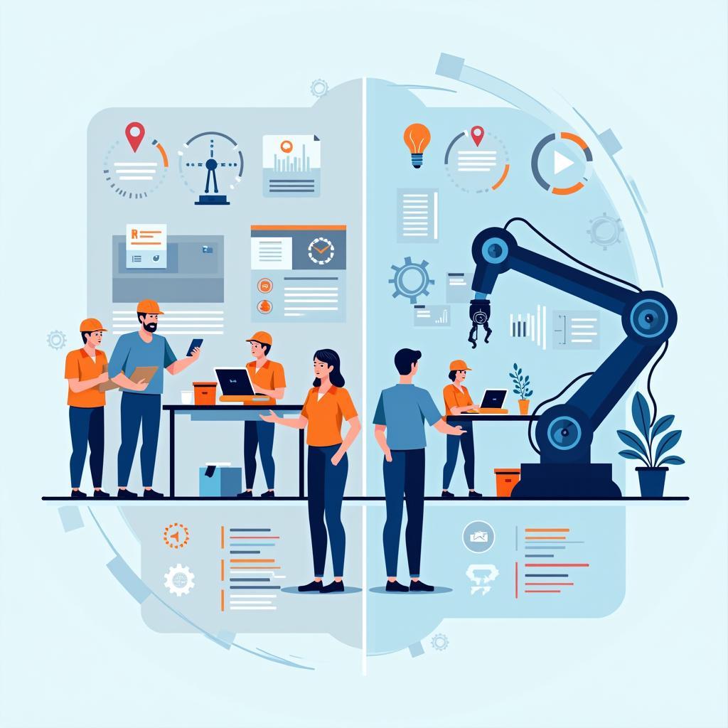 Hình ảnh minh họa tác động của tự động hóa đến thị trường lao động và việc làm