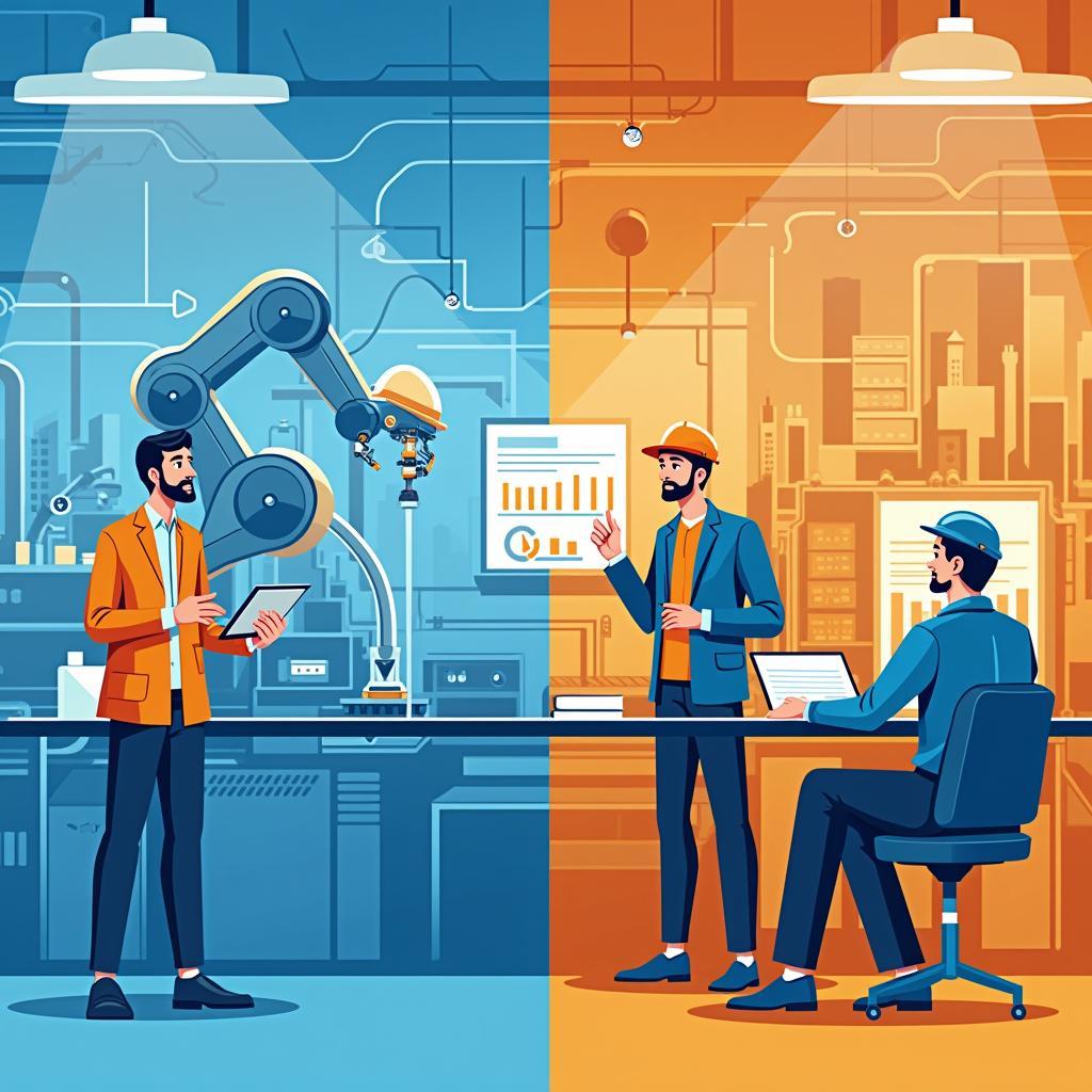 Hình minh họa về tác động của tự động hóa đến lao động phổ thông trong bài viết IELTS Writing Task 2