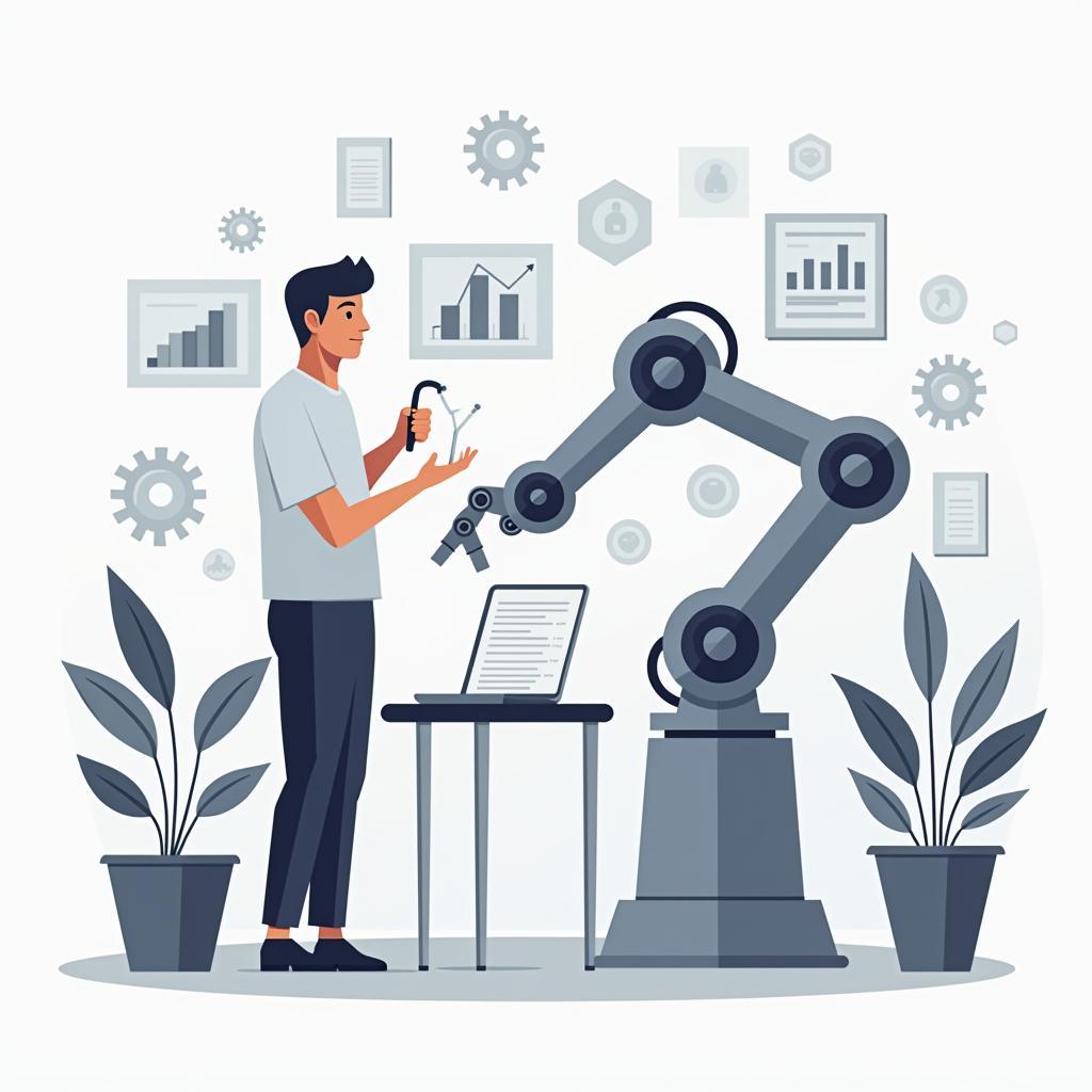 Minh họa tự động hóa và tương lai lao động tay nghề cao trong IELTS Writing Task 2