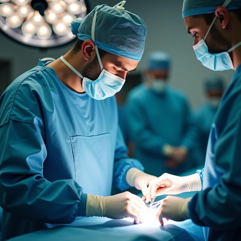 Bác sĩ phẫu thuật chuyên nghiệp đang làm việc minh họa chủ đề IELTS Speaking