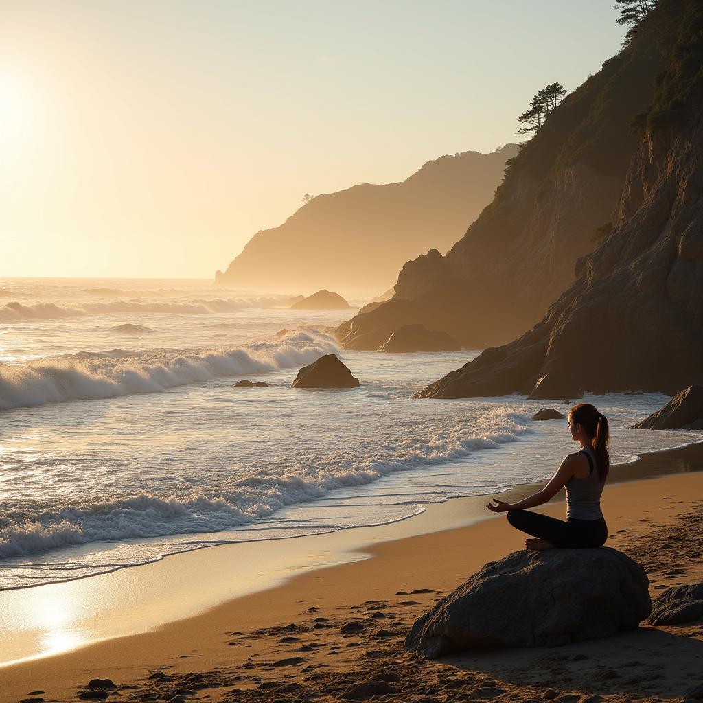 Bãi biển hoang sơ với không khí trong lành phù hợp cho đề tài IELTS Speaking về nơi tận hưởng thiên nhiên