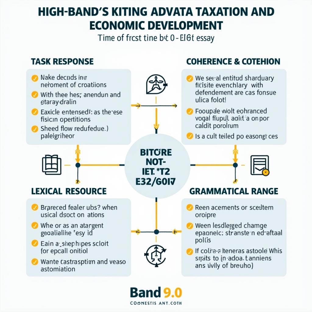 Bài mẫu band cao IELTS Writing Task 2 về vai trò của thuế trong phát triển kinh tế với phân tích chi tiết từng tiêu chí chấm điểm