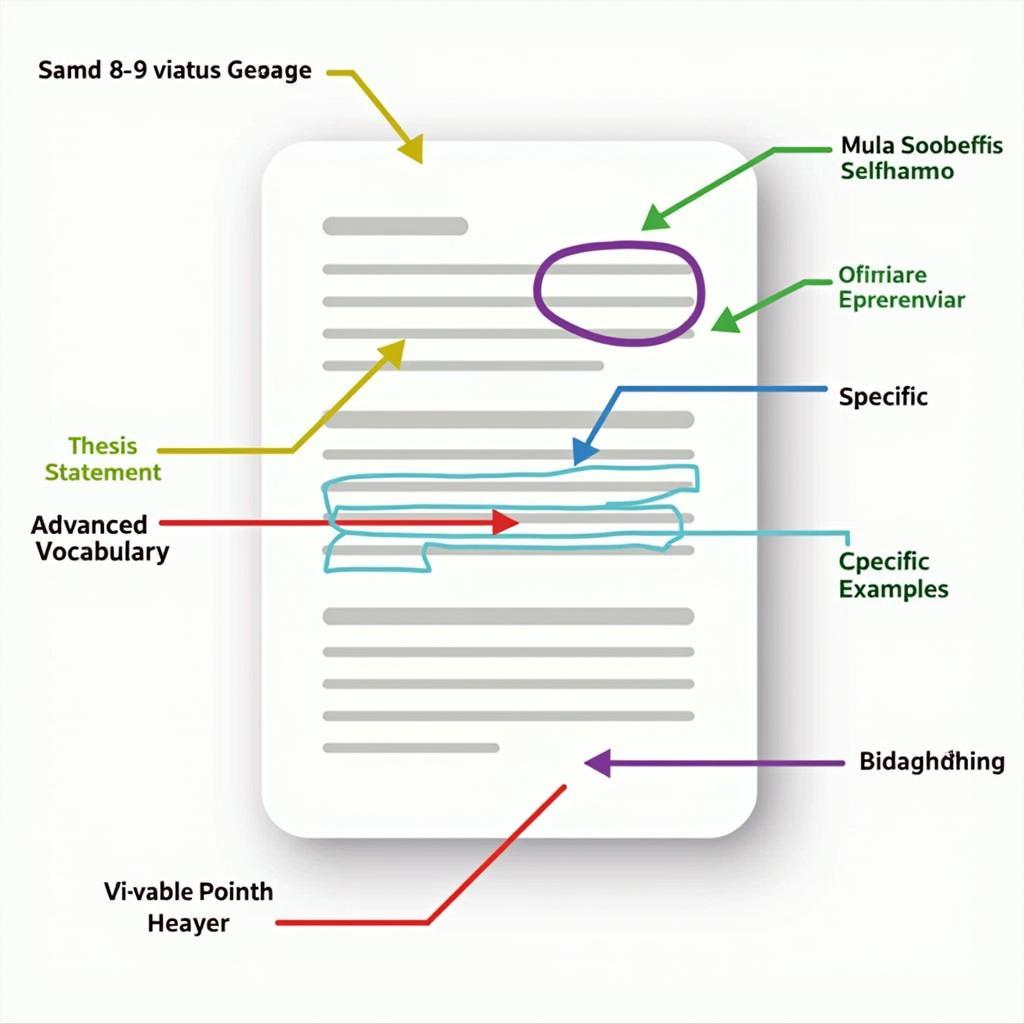 Minh họa các yếu tố then chốt trong bài viết IELTS Writing Task 2 đạt Band 8-9