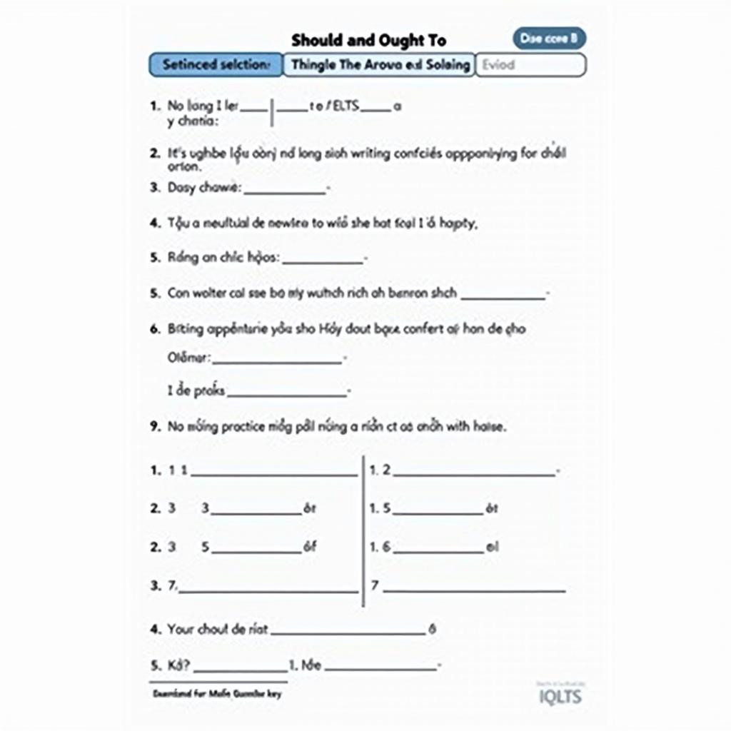 Worksheet bài tập thực hành ngữ pháp Should và Ought To cho IELTS với nhiều dạng bài