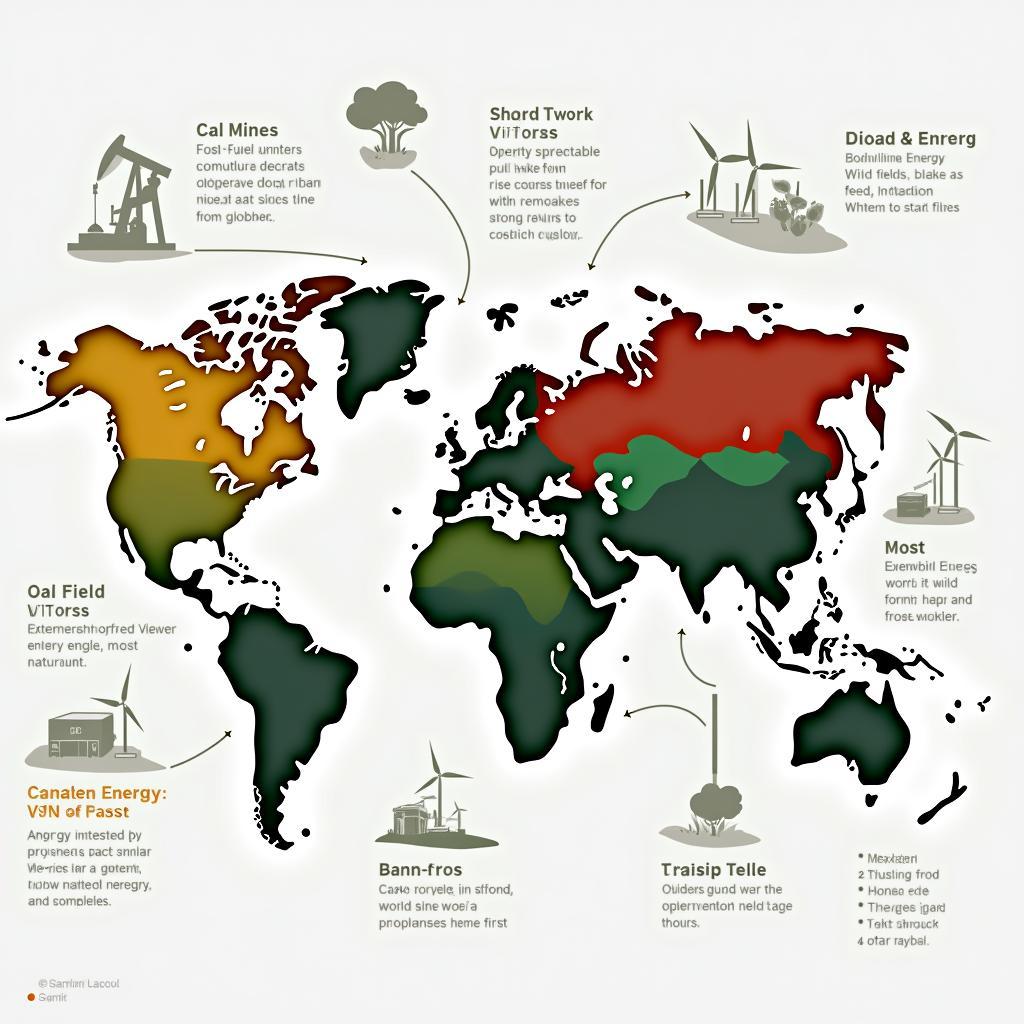 Bản đồ chuyển đổi năng lượng toàn cầu với các vùng tác động kinh tế khác nhau