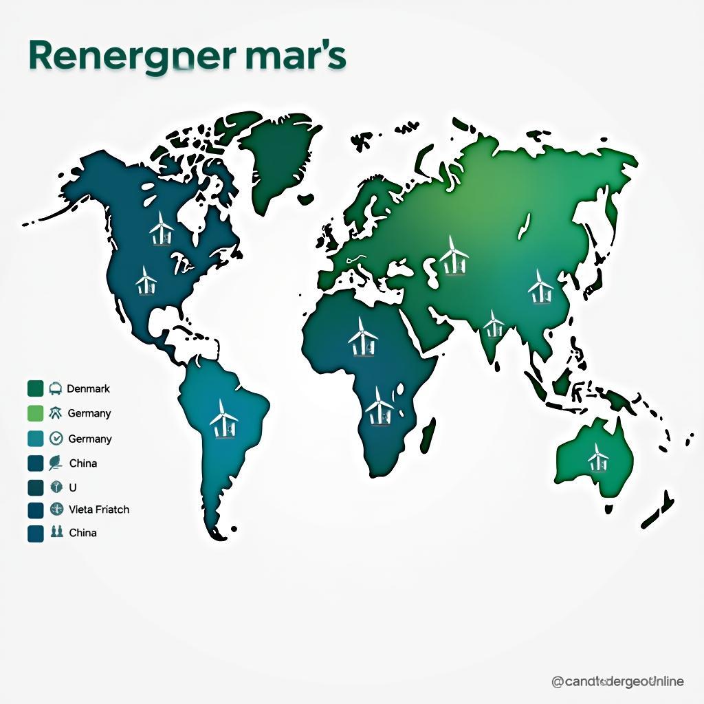 Bản đồ phân bố năng lượng tái tạo và mức độ giảm phát thải carbon toàn cầu theo từng quốc gia