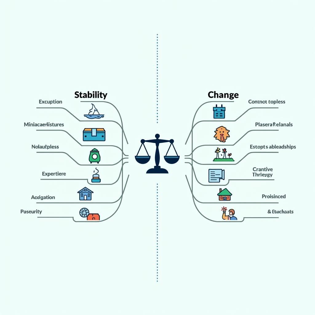 Bản đồ tư duy so sánh quan điểm thay đổi và ổn định trong bài mẫu IELTS Writing Task 2 band cao