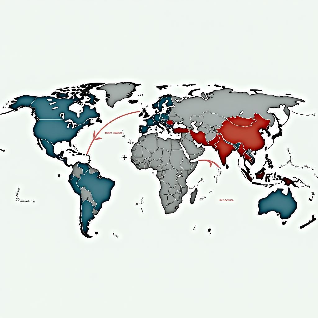 Bản đồ toàn cầu thể hiện các tuyến di cư khí hậu và tác động xã hội chính