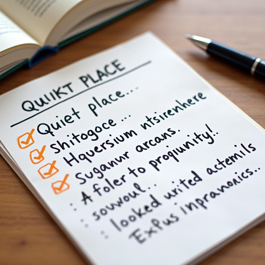 Bảng ghi chú chuẩn bị IELTS Speaking Part 2 về địa điểm suy ngẫm với keywords và cấu trúc