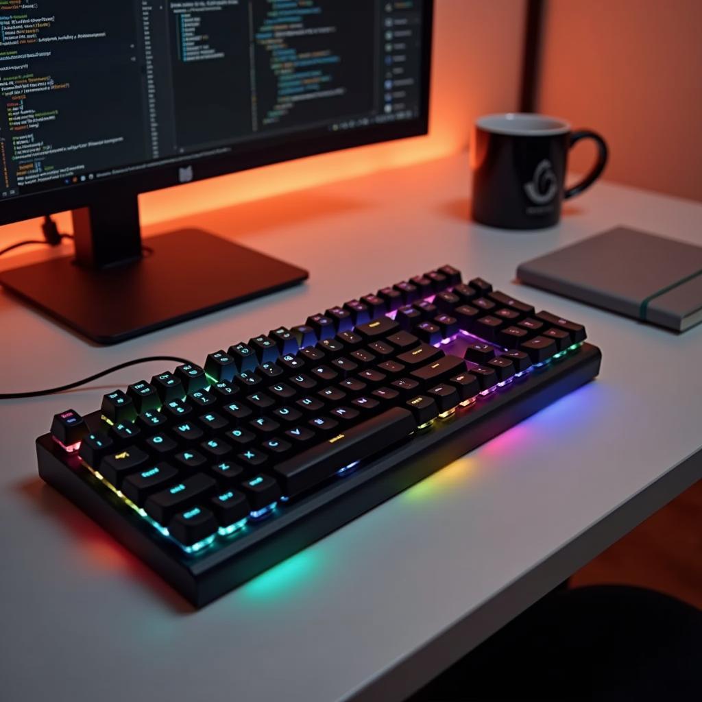 Bàn phím cơ Keychron K8 minh họa cho bài thi IELTS Speaking Part 2 về sản phẩm hài lòng