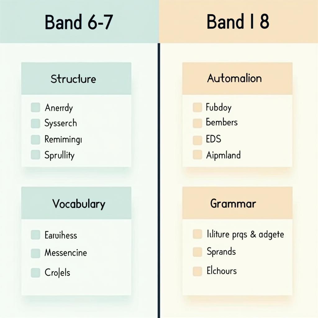 Cấu trúc bài mẫu theo từng band điểm và chủ đề tự động hóa