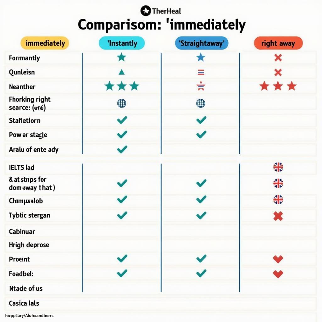 Bảng so sánh chi tiết sự khác biệt giữa immediately instantly straightaway và right away trong tiếng Anh