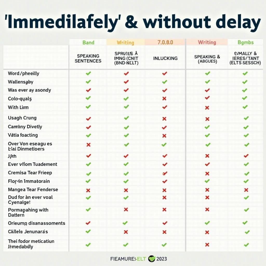 Bảng từ vựng đồng nghĩa với immediately và without delay phân loại theo band điểm IELTS