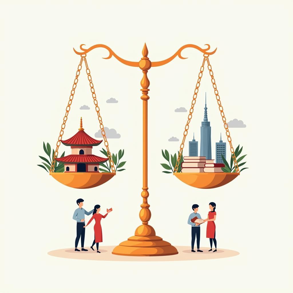 Minh họa bài viết IELTS Writing Task 2 về bảo tồn văn hóa trong bối cảnh toàn cầu hóa với band điểm cao