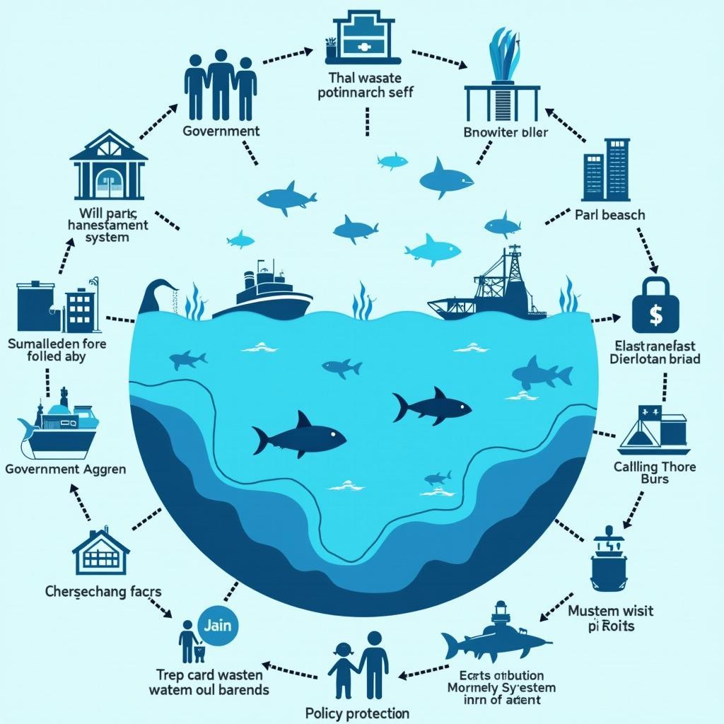 Sơ đồ minh họa các giải pháp toàn cầu bảo vệ đại dương từ chính phủ và cá nhân