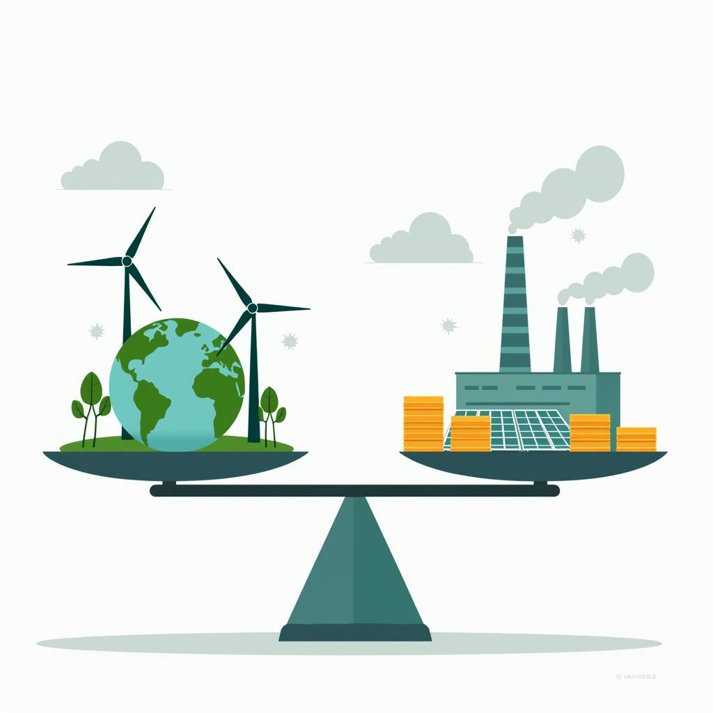Biểu đồ so sánh trực quan giữa việc đầu tư năng lượng tái tạo và nhu cầu kinh tế trước mắt cho bài IELTS.