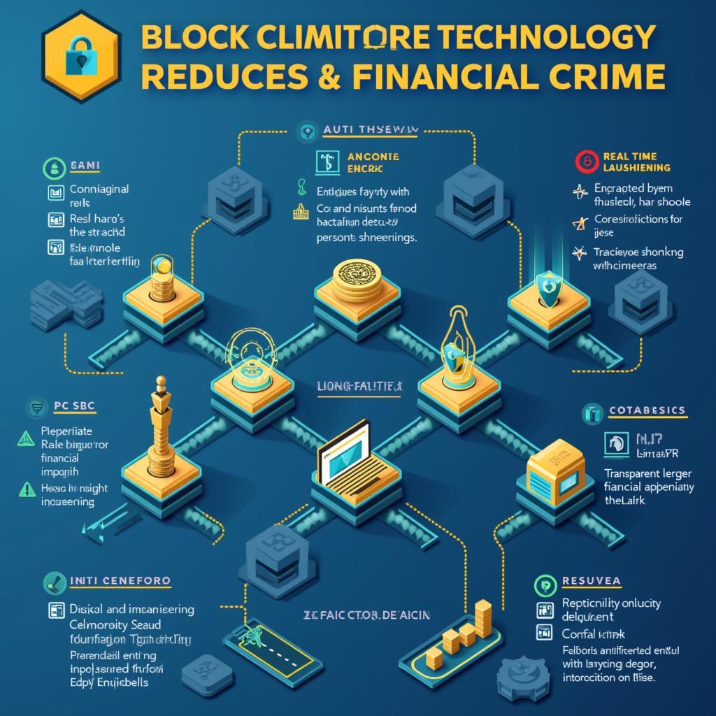 Sơ đồ minh họa cách blockchain giúp giảm thiểu tội phạm tài chính qua công nghệ mã hóa phân tán