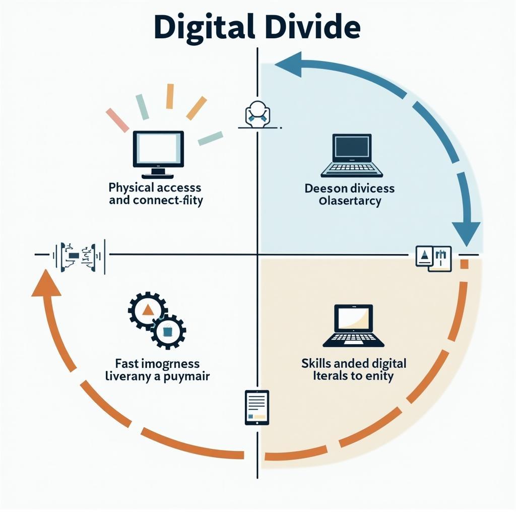 Sơ đồ minh họa ba cấp độ của khoảng cách số trong xã hội hiện đại