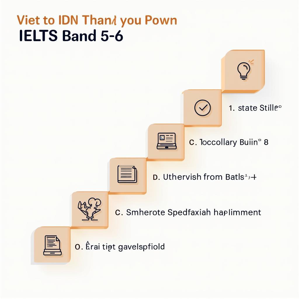 Sơ đồ lộ trình cải thiện điểm IELTS Writing từ band 5-6 lên band 7-8 với các bước cụ thể
