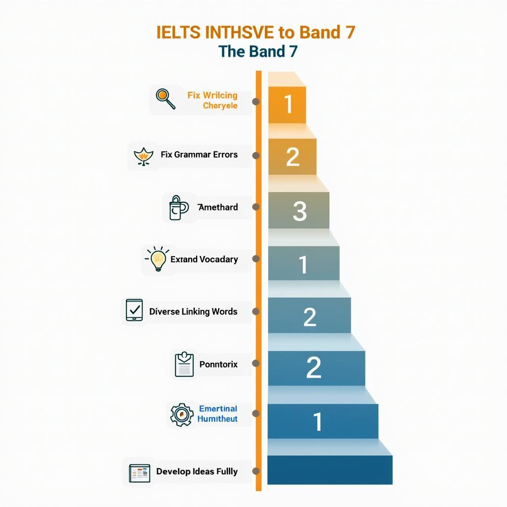 Lộ trình cải thiện điểm IELTS Writing từ band 6 lên band 7 với các bước cụ thể về ngữ pháp từ vựng và cấu trúc câu