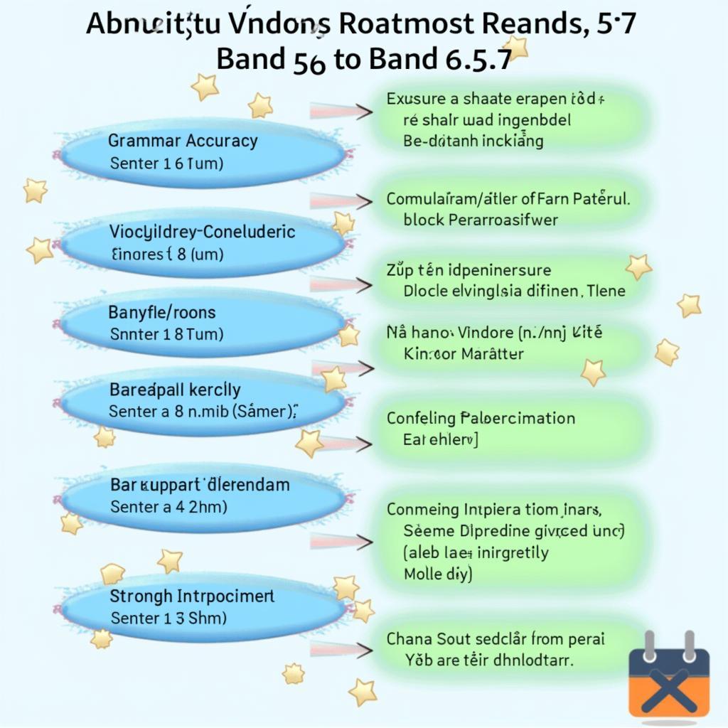 Sơ đồ tư duy chi tiết về cách nâng cấp bài IELTS Writing từ Band 5-6 lên Band 6.5-7 với các bước cụ thể