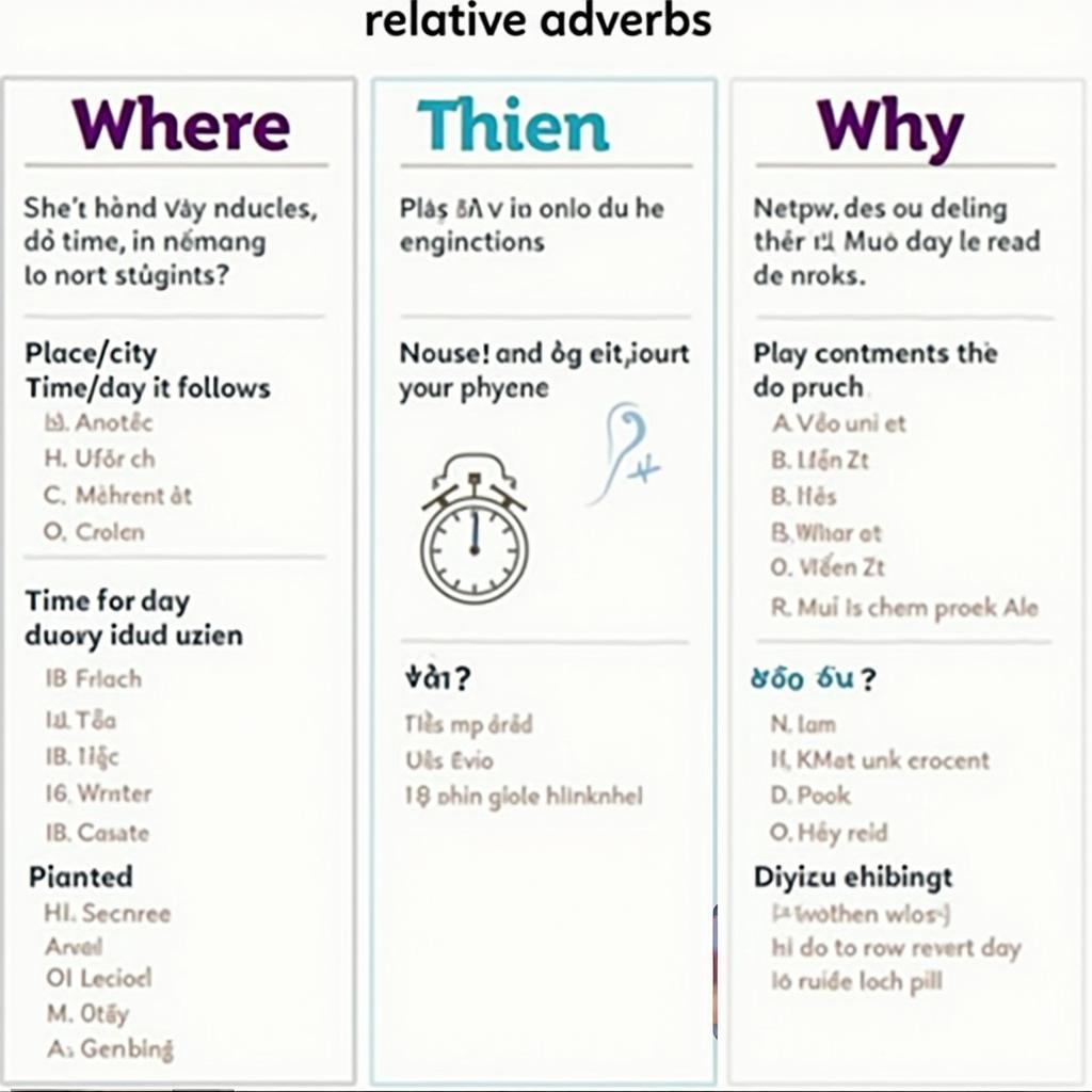 Sơ đồ phân biệt trạng từ quan hệ where when why trong mệnh đề quan hệ IELTS