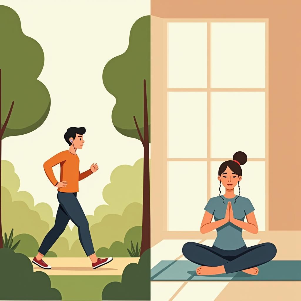 Các phương pháp giảm stress hiệu quả được đề cập trong IELTS Speaking về quản lý căng thẳng bao gồm tập thể dục và thiền