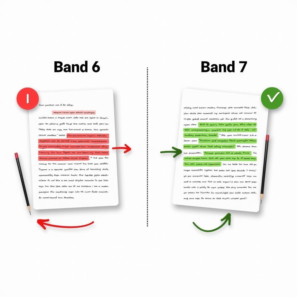 So sánh bài viết IELTS từ Band 5 lên Band 7 với các điểm cải thiện được đánh dấu