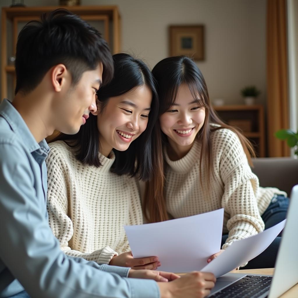 Cặp đôi thảo luận và lên kế hoạch tài chính gia đình cùng nhau trong không gian thoải mái