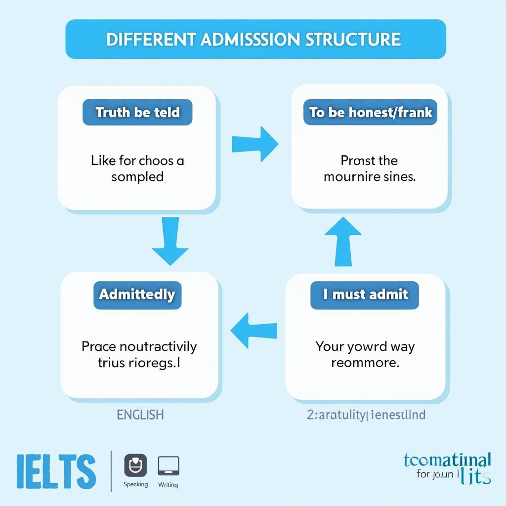 Sơ đồ các cấu trúc admission thường dùng trong IELTS Speaking và Writing với ví dụ minh họa