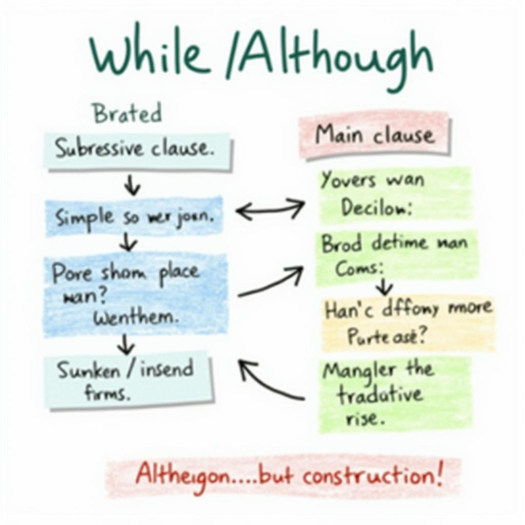 Minh họa cấu trúc mệnh đề nhượng bộ While/Although trong IELTS Writing Task 2