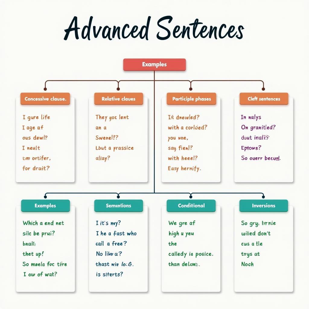 Sơ đồ minh họa các cấu trúc câu phức tạp giúp đạt band điểm cao