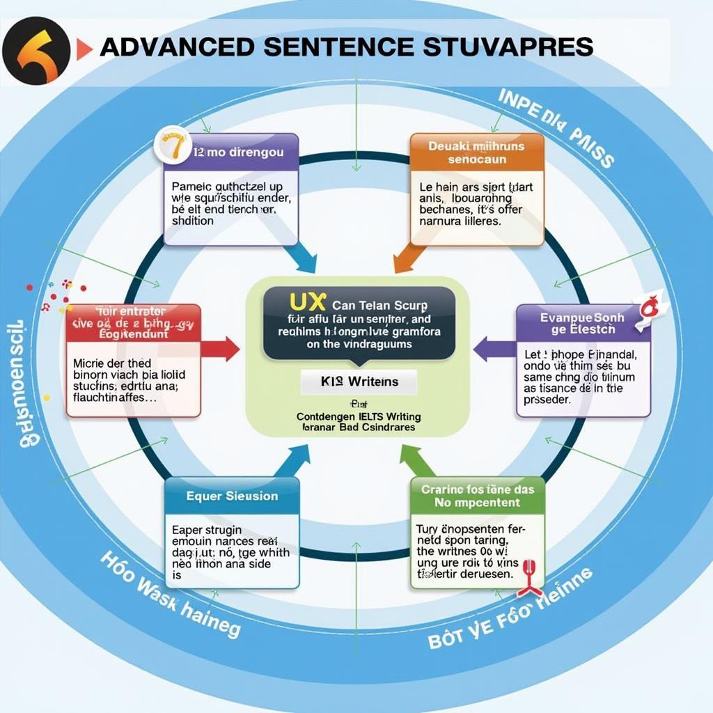 Sơ đồ minh họa 6 cấu trúc câu giúp đạt điểm cao trong IELTS Writing Task 2