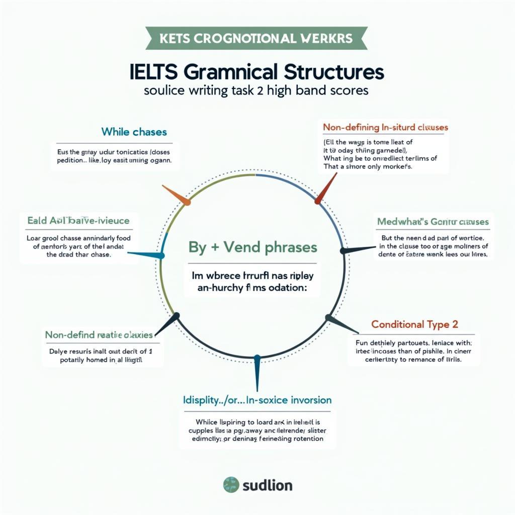 Sơ đồ minh họa 6 cấu trúc ngữ pháp IELTS Writing Task 2 band cao
