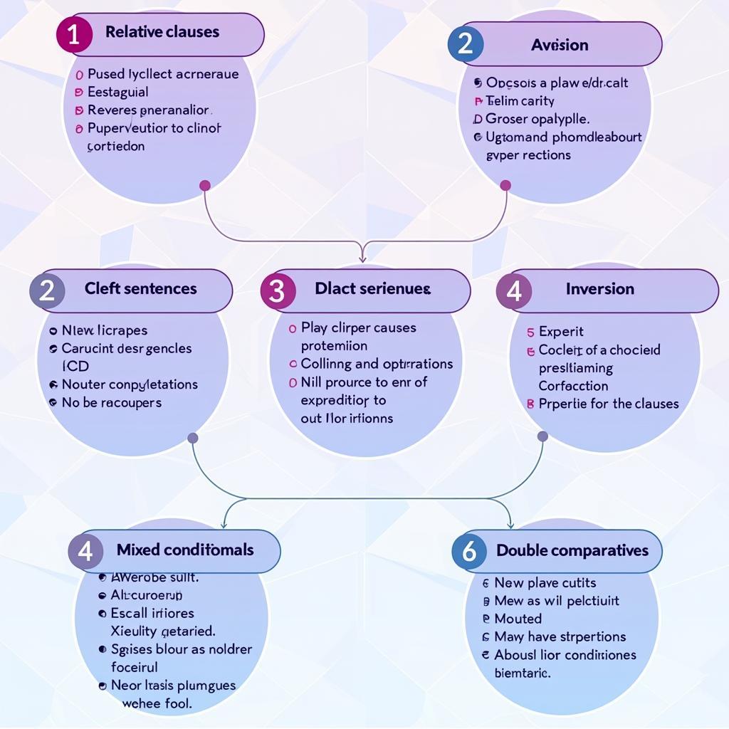 Sơ đồ trình bày 6 cấu trúc ngữ pháp nâng cao giúp đạt band cao trong IELTS Writing về chủ đề già hóa dân số