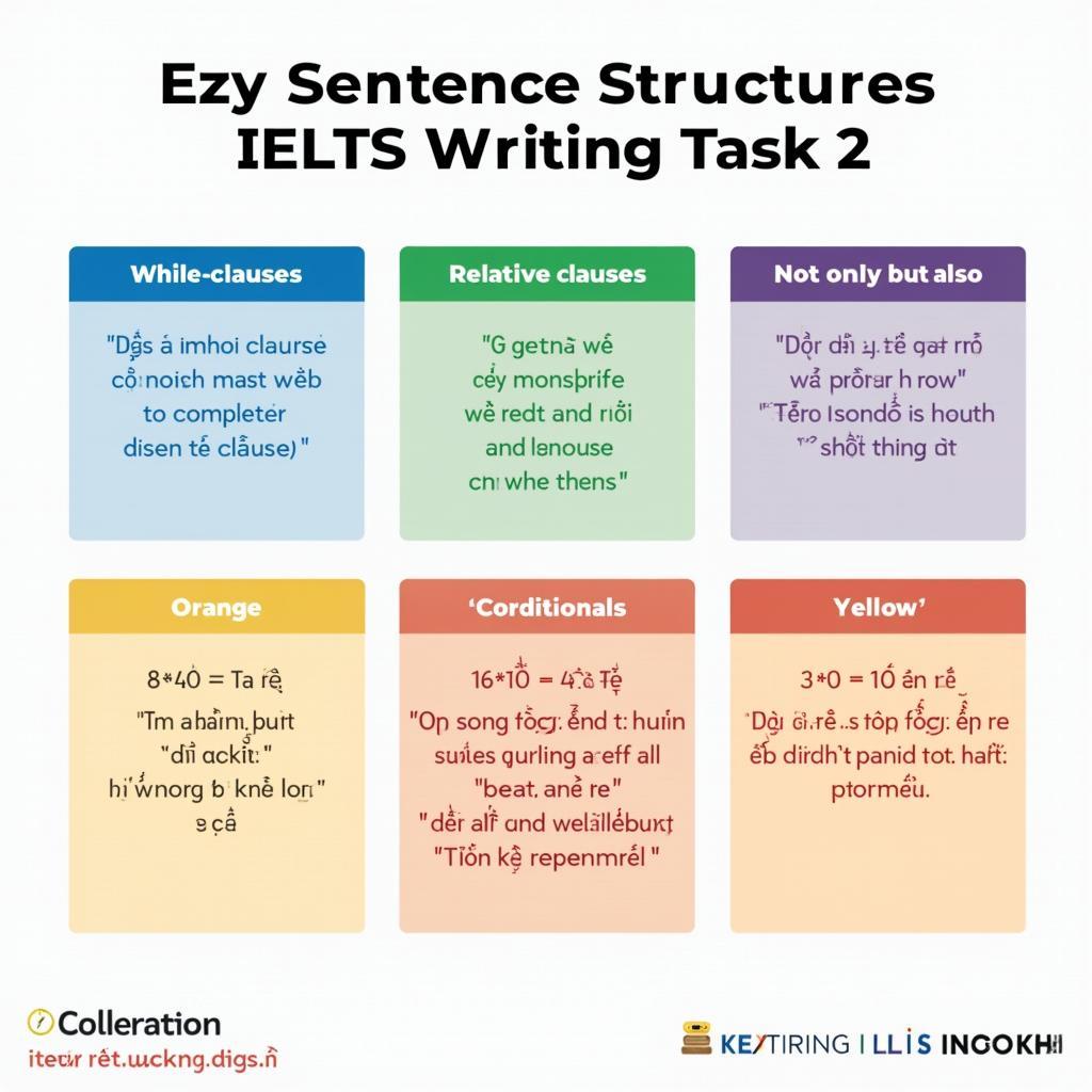 Sơ đồ minh họa 6 cấu trúc câu quan trọng giúp đạt band cao trong IELTS Writing Task 2