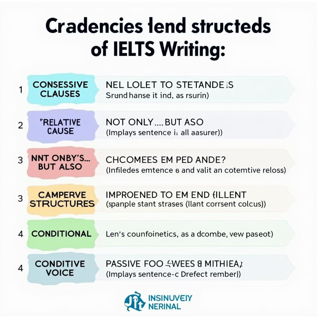 Sơ đồ minh họa các cấu trúc câu phức tạp trong IELTS Writing Task 2 giúp tăng band điểm