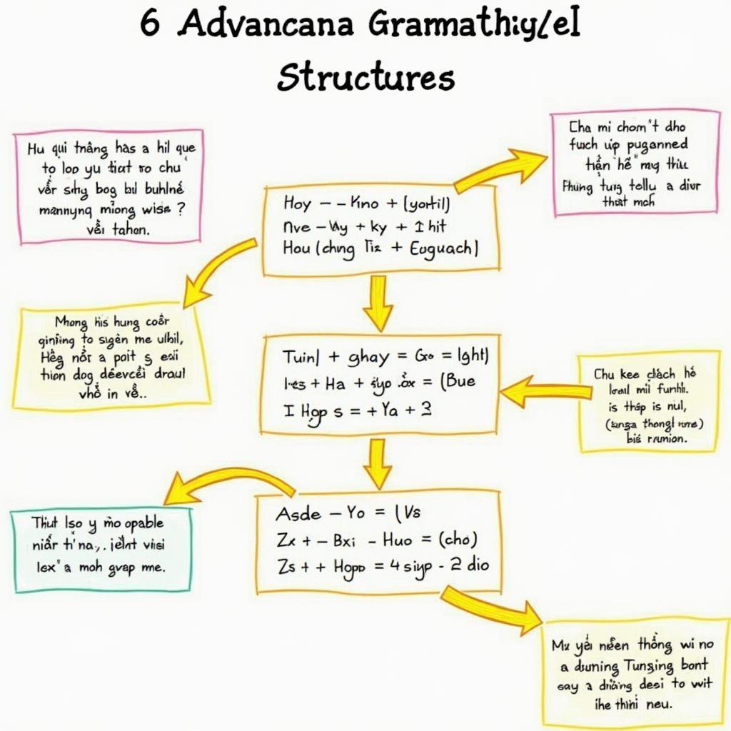Sơ đồ minh họa 6 cấu trúc câu ngữ pháp nâng cao giúp đạt band điểm cao trong IELTS Writing Task 2