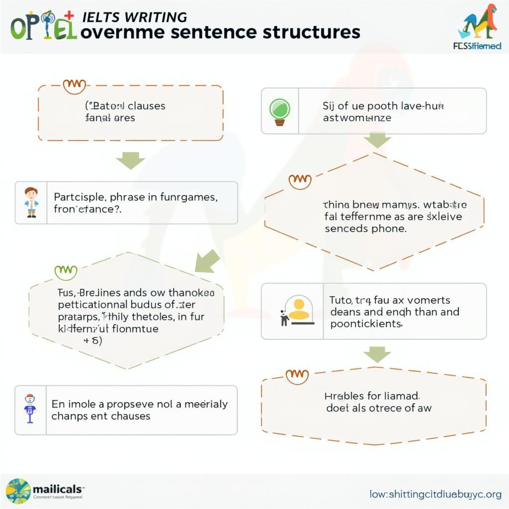 Sơ đồ minh họa các cấu trúc câu ngữ pháp giúp đạt band cao trong IELTS Writing Task 2