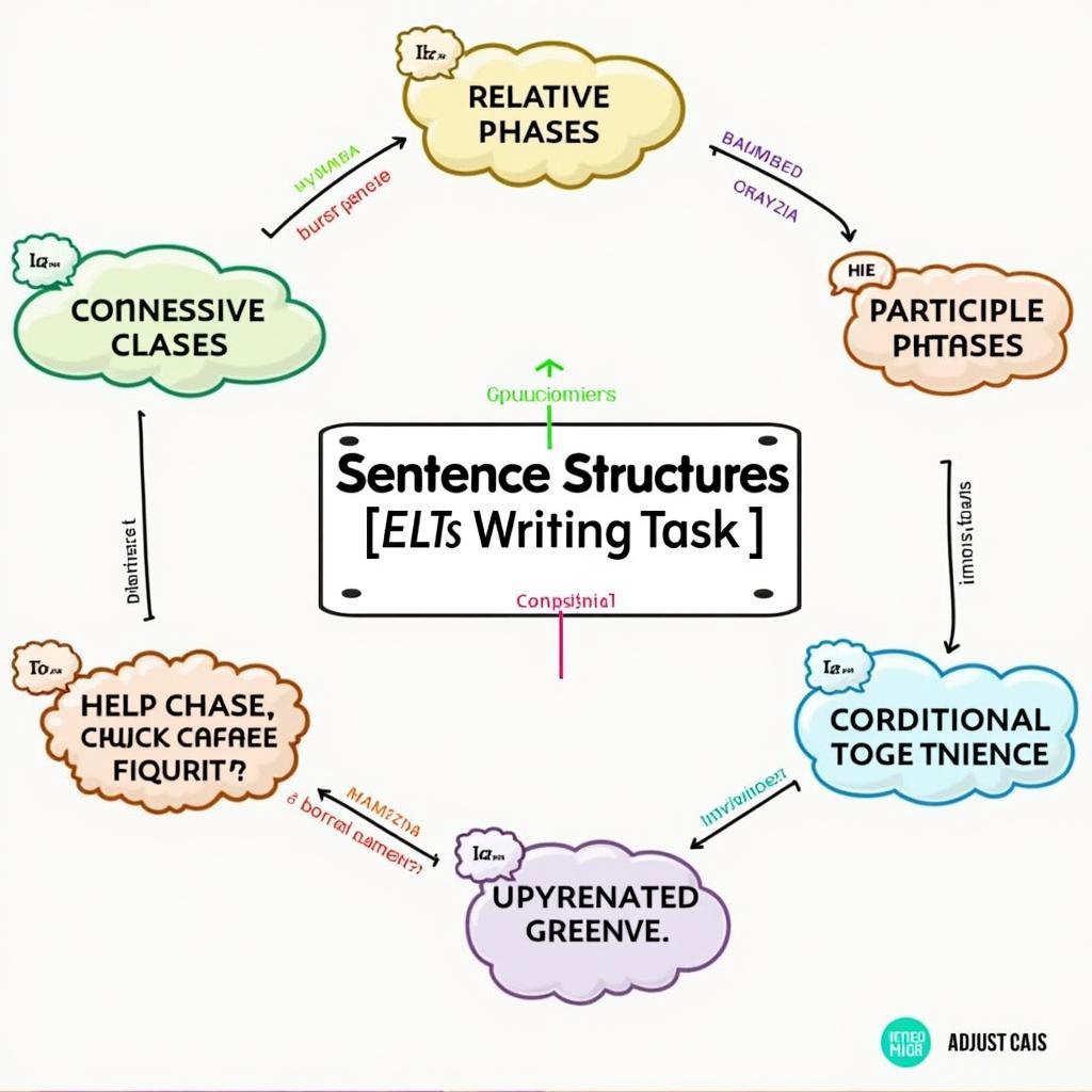 Sơ đồ minh họa 6 cấu trúc câu nâng cao giúp tăng band điểm IELTS Writing Task 2