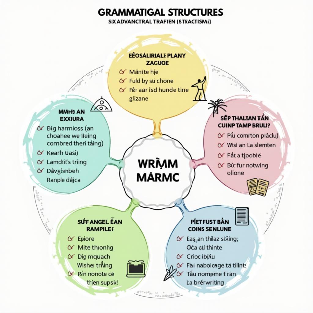 Sơ đồ minh họa 6 cấu trúc ngữ pháp nâng cao giúp đạt band điểm cao trong IELTS Writing Task 2 về không gian