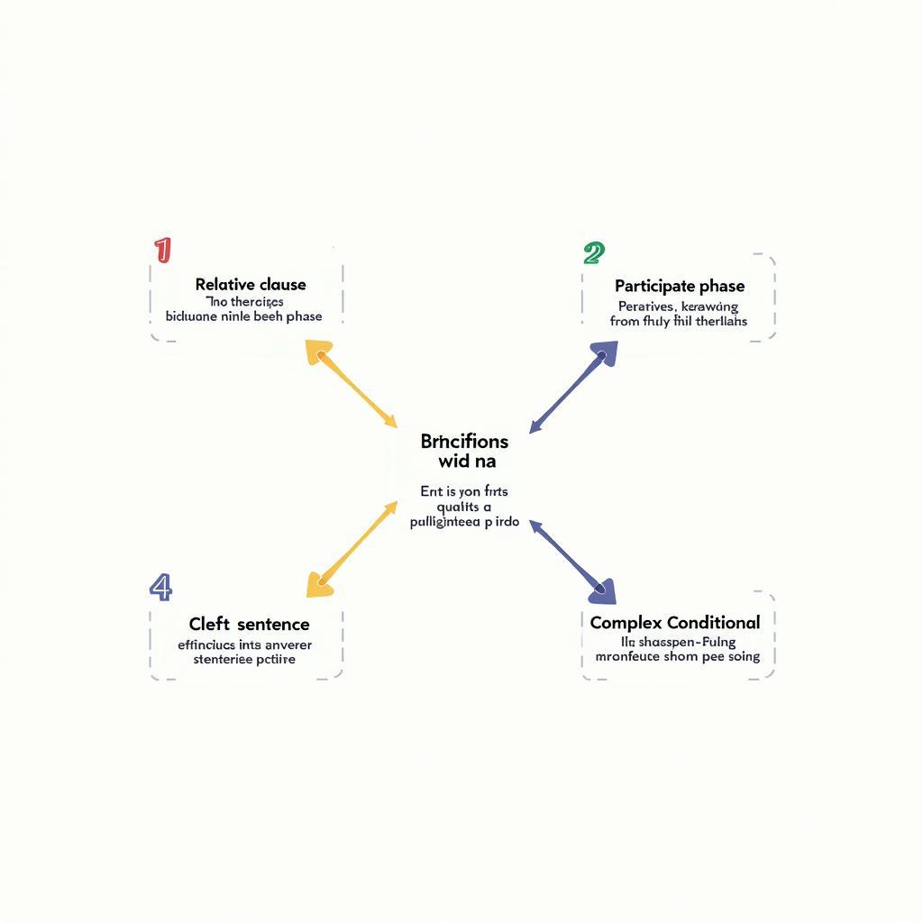Sơ đồ minh họa các cấu trúc câu phức tạp thường được sử dụng trong IELTS Writing Task 2 band cao